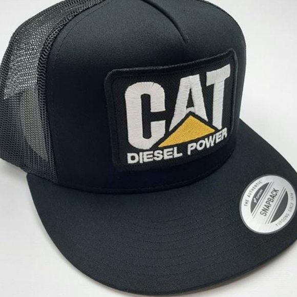 CAT Equipment Diesel Power Embroidered Patch Flat bill Trucker Mesh Blue Collar main image 4